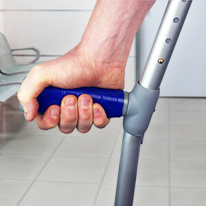 T-S-2 Blue Grip Strip Crutch in Physical Therapy Clinic