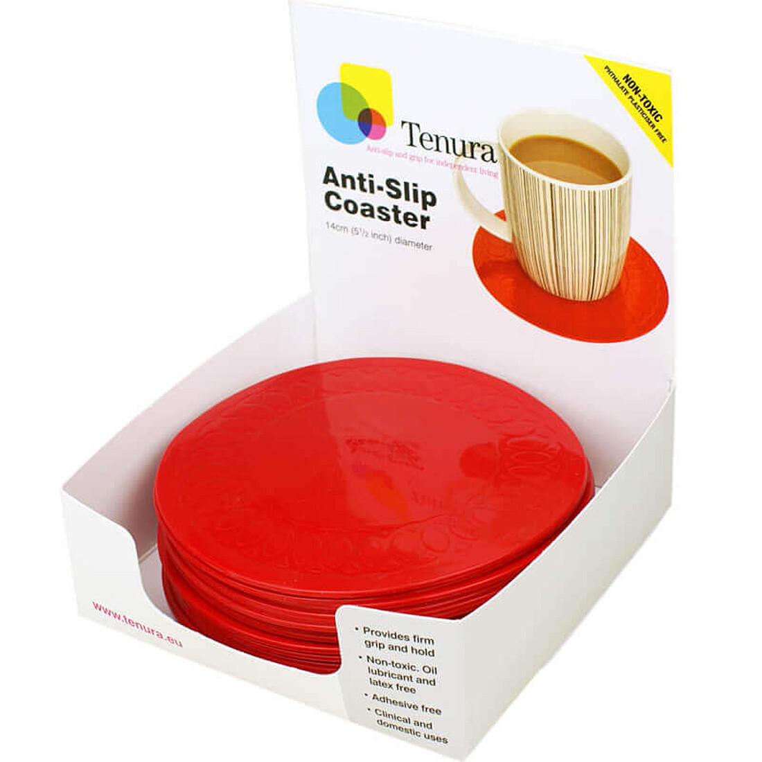Tenura Anti-Slip Silicone Rubber 14cm Round Coaster Bulk Pack of 25 - Image 4
