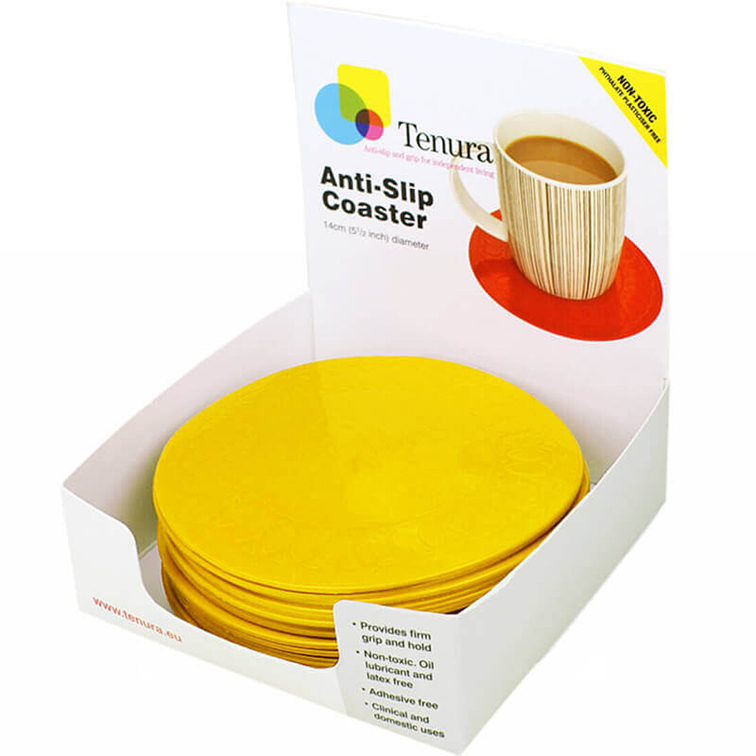 Tenura Anti-Slip Silicone Rubber 14cm Round Coaster Bulk Pack of 25 - Image 2